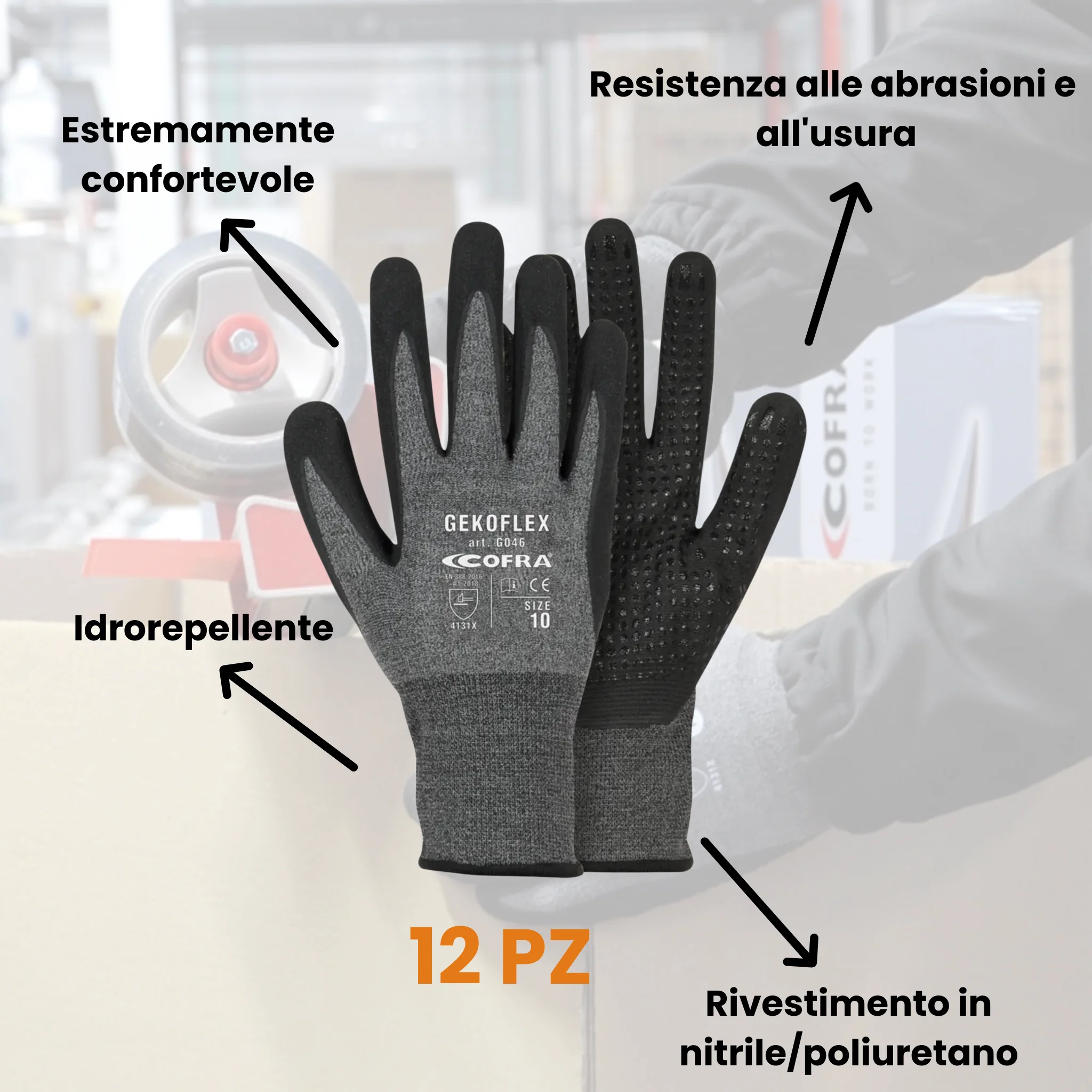 Gekoflex G046 Guanto Cofra in nitrile puntinato con fodera idrorepellente - Image 2