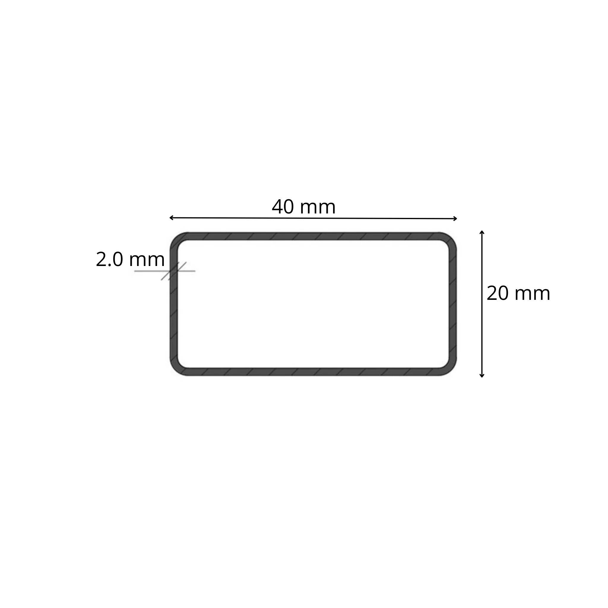 Tubolare Rettangolare 40x20 - Nero S235JR / Zincato DX51D - Profilato metallico per carpenteria e strutture - Image 2